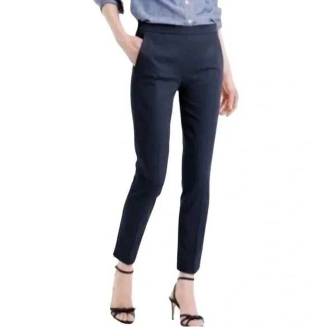 J. Crew Martie Pant in Bi-Stretch Cotton Navy Blue B8521 Size 8